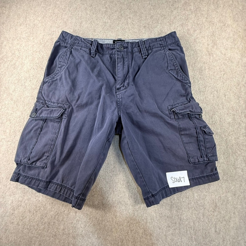 Quiksilver Mens Navy Blue Cargo Shorts Straight Tapered Fit Size 32 S0687